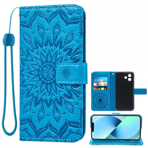 Auotu Custodia with protezione della lente Case PU Pelle Flip Magnetica Custodiar Portafoglio Cover Per Cubot Note 40 Smartphone (Blu with Fiore Pattern)
