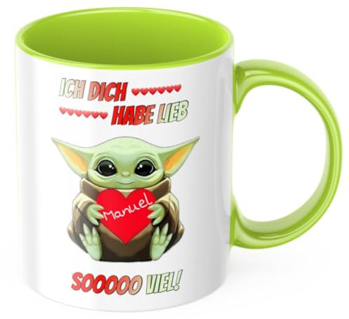 Ich dich hab lieb so viel! Mit Wunschnamen personalisiert MIMIMI Tasse Liebesbeweis für den Partner, Freundin Freund Mama Papa Oma Opa zum Geburtstag oder Jahrestag Keramik 310ml