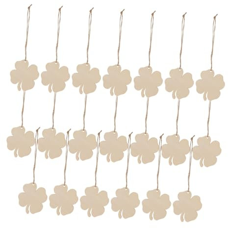 TOPBATHY 20st Holz Zum Basteln Unvollendet Kleeblattverzierungen Aus Holz Bastelbedarf Aus Blattholz Unfertige Holzscheiben So Weihnachten Vierblättriges Kleeblatt Bambus