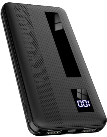 Dbasne Power Bank powerbank compatta Caricatore Portatile, con USB Input (USB C) & Output Batteria Esterna con Display Digitale LED Nero misterioso