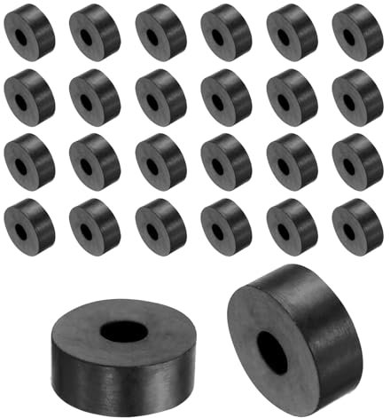 QUARKZMAN 36Pcs Entretoises en Caoutchouc de 25mm de Diamètre Extérieur, 8mm de Diamètre Intérieur, 10mm de Hauteur, Rondes, Anti-Vibrations, Rondelles en Caoutchouc Épaisses