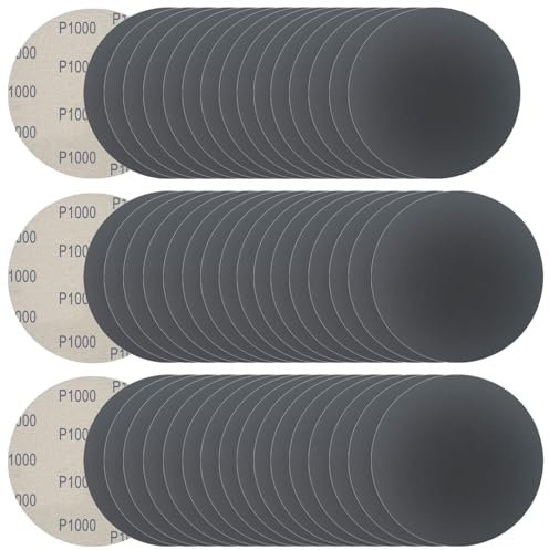 6 Inch 50 Pcs Wet Dry Sanding Discs Hook and Loop, 1000 Grit Sandpaper Automotive Wood Metal Polishing & Sanding, Silicon Carbide Sand Paper for Random Orbital Sander (Grit 1000)