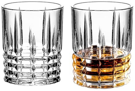 binsakao Whiskey Glasses Set of 2, 11.6 oz Whisky Glass, Crystal Old Fashioned Whisky Glass Set for Men, Thanksgiving Day, Father Day Gift, Whiskey Tumblers for Cocktails, 343 ml