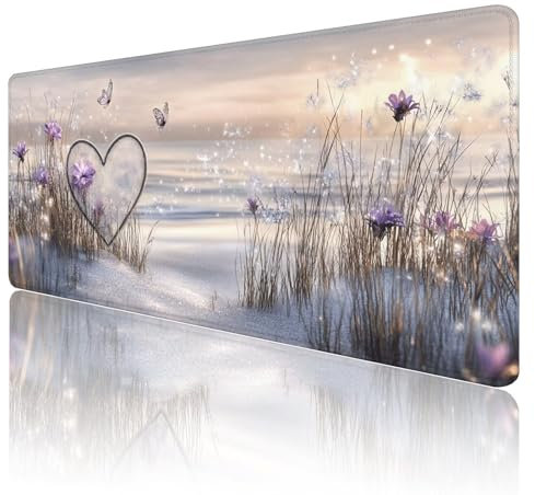 Tapis de Souris Fleurs Tapis de Souris Gamer XXL 1200x600x3mm ImperméAble Et AntidéRapant Mousepad Bords Cousus Une éTendu SousMains Tapis Souris Doux pour Gamer, Pc et DéCoration de Bureau M18