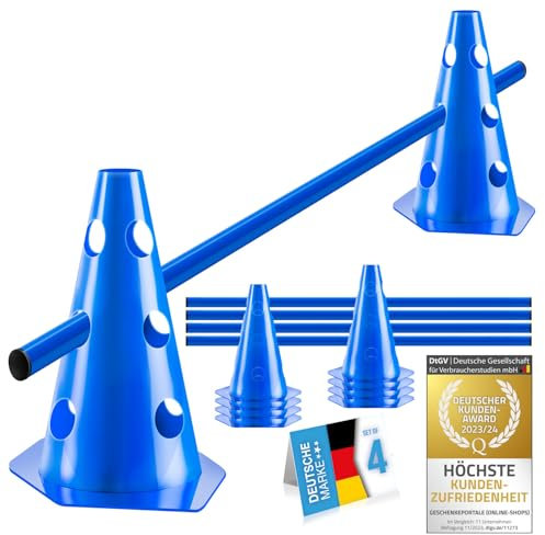 all Pets United® Steckhürden Set für Hunde; Agility Trainingszubehör für Hunde & Pferde; Hürdenset mit Stange & Hütchen für Tier & Fußballtraining; Wetterfest & Stabil (4 Sets)