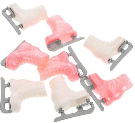 HOOTNEE 4paare Mini Rollschuhe Für Puppen Niedliche Rollschuhe Rosa Und Weiß Zubehör Für Puppenhäuser Fördert Kreatives Spielen Und Fantasievolles Rollenspiel