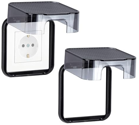 Cubierta Toma Corriente, Tapa Enchufes Pared Tipo 86, Protector Caja de Enchufe Impermeable, Autoadhesivo Tapa de Enchufe para Baños Cocina Salón, Plástico, 2 Piezas, Negro Transparente