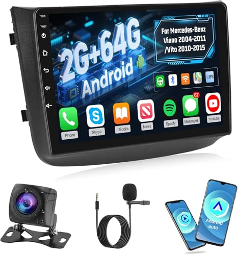 2G+64G Android Car Radio para Mercedes-Benz Viano 2004-2011/Vito 2010-2015 - Wireless Carplay & Android Auto - 10.1 Pulgadas Radio del Coche con WiFi GPS Mirror Link FM RDS + Cámara de visión Trasera