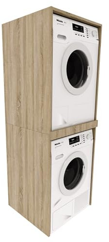 MRBLS_HOME Armadio per lavatrice 66 x 180 x 65 cm (L x H x P) – Colonna per lavatrice e asciugatrice – Mobile per lavanderia e bagno (rovere bardolino)