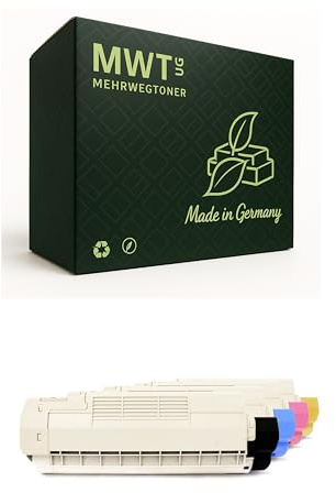 Mehrwegtoner XXL Toner im Set 4X Tonerpatrone kompatibel für Oki C532 C542 MC563 MC573 ersetzt 46490608 46490607 46490606 46490605