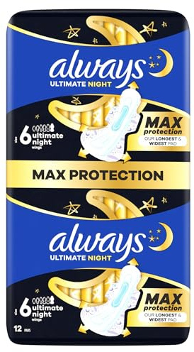 Always Ultimate Night Pads With Wings Size 6 12pk