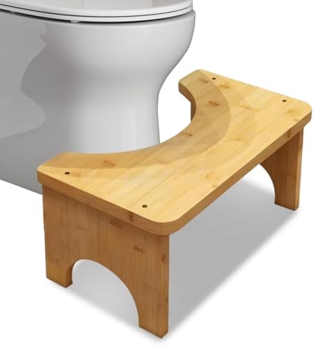 Toilettenhocker aus Bambus, 37×20×17 cm Rutschfester & Ergonomischer WC Hocker zur Verdauungsförderung, Platzsparender Toilettenhocker für Toilette & Badezimmer (Holzfarbe)