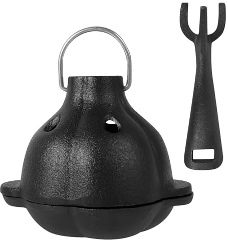 Cast Iron Garlic Roaster,Safe Garlic Cooker Roasting Pot,13.8×11×10 cm Mini Potato Baker with Handle for Potato Meat Dessert Kitchen