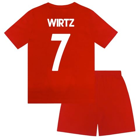 Liverpool FC Boys Wirtz 7 Sublimation Short Pyjamas Red 6-7 Years