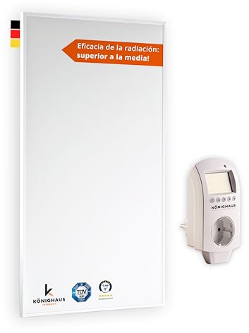 Könighaus Infrarotheizung 300 W - Smart Thermostat - 3-8 m² | TÜV SÜD, 5 Jahre Herstellergarantie, doppelter Überhitzungsschutz, Betriebstemperatur in 2-4 Min.