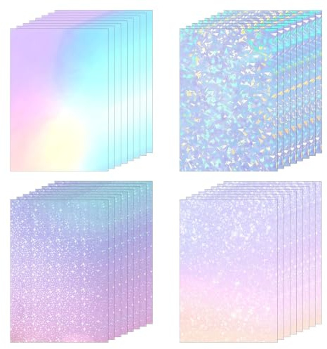 TAIVIN 32 Blätter holographische Folie A4 | holografische Glitzerfolie, 4 Designs selbstklebend für Sticker & Dekoration