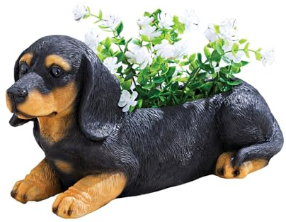 3 Pagen® Pflanztopf Dackel – Blumentopf in Dackeloptik – für Hundeliebhaber – ideal für drinnen & draußen - dekoratives Highlight - 12x33,5cm