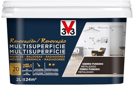 V33 Esmalte Renovación Multisuperficie Hierro Fundido Metalizado 2L