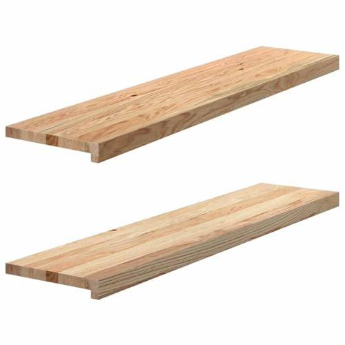 mtlskopl Set di 2 gradini per scale in legno massiccio di rovere, 110 x 30 x 2 cm, lastre per la ristrutturazione delle scale, versatili gradini in legno e davanzale della finestra, legno naturale