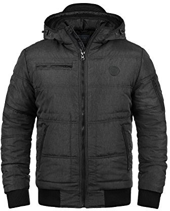 Blend BHBoris Herren Jacke Winterjacke Steppjacke gefüttert mit Kapuze Reißverschlusstaschen Rippbündchen Regular fit, Größe:L, Farbe:Black Teddy (75126)