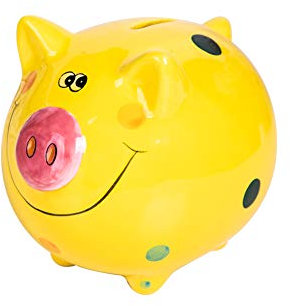 JYPHM Sparschwein aus Keramik für Kinder Jungen und Mädchen einzigartiges Geschenk Kinderzimmer Dekoration Andenken Porzellan-Sparschwein gelb 12x12x10cm(5x5x4inch)