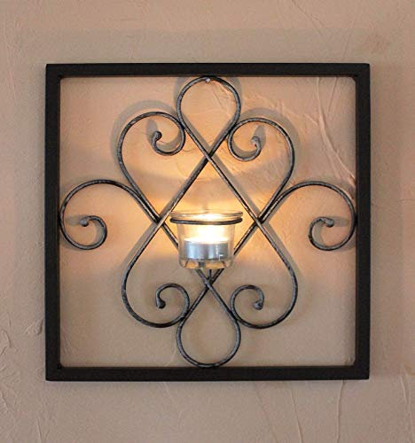 DanDiBo Wandteelichthalter Arabika Metall Wand Schwarz 31 cm Teelichthalter Kerzenhalter Wandkerzenhalter Wandleuchter
