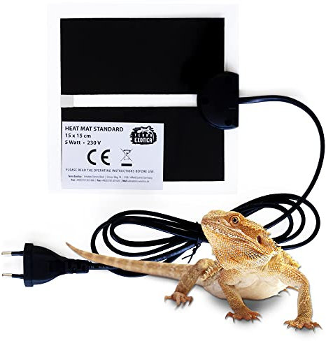 Terra Exotica Terrarium Heizmatte Standard 5 Watt, 15x15 cm - 5W, 7W, 14W, 20W, 28W, 35W, 45W - Wärmematte für Reptilien z.B. Schildkröten Schlangen Eidechsen
