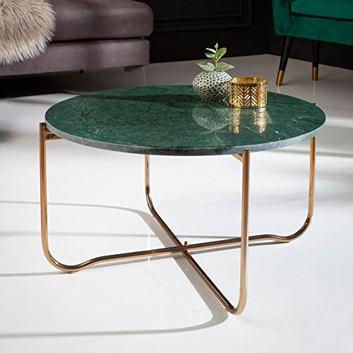 cagü Design Couchtisch FLORENTIN Grün aus Marmor mit Gold Gestell 62cm