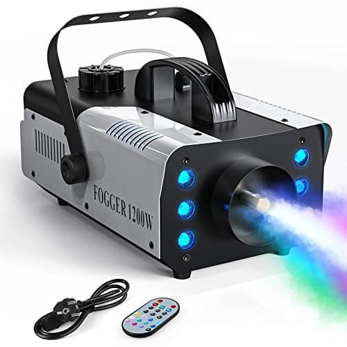 1200W Machine à Fumée avec 6 LED Lumières Contrôlables en Couleur,UKing Machine à Brouillard RGB avec Télécommande et Réservoir 1L pour Halloween, Mariage, Fête, Théâtre