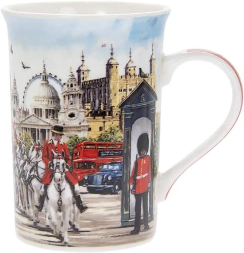London Mug Fine China Boxed Iconic Scenes of London Including Horse Guard, Beef Eater, Guardsman