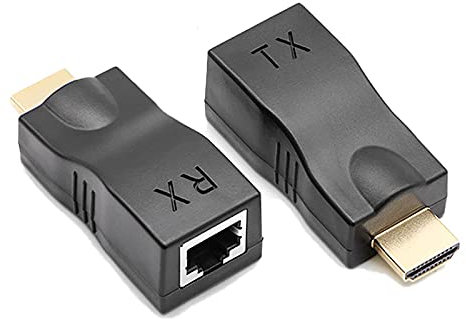 Di Tutto Per Tutti® Kit 2 Adattatore Convertitore Ethernet di Rete da HDMI Maschio a RJ45 femmina | Extender HDMI Trasmissione 1080p Tramite CAT5e CAT6, Per Supportare HDTV PS4 STB 4K 2K