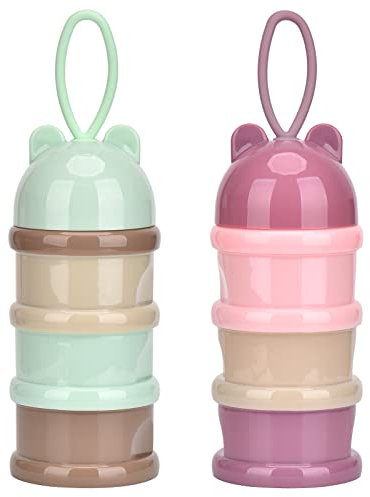 Milch Pulver Spender, Queta 3 Schicht Stapelbarer Formelbehälter für Reisen, Nicht-Spill Stapelbare Baby Fütterung Reisespeicher, BPA-frei, 2 Stück