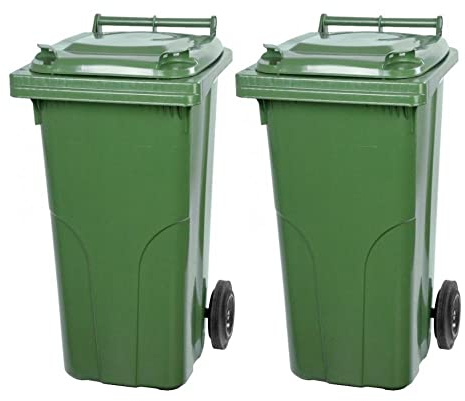 PROREGAL SuperSparSet 2x 2-Rad-Mülltonne MGB | HDPE-Kunststoff | 120 Liter | Grün | Mülltonne, Müllgroßbehälter, Mülleimer, Abfalltonne, Müllbehälter, Universaltonne