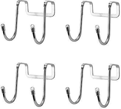ZEACCT 4 Stück Tür Innen Kleiderhaken,Doppelhaken aus Rostfreiem Stahl, Tür Garderobe, Badezimmerhaken Türhaken, Ohne Bohren Hängend, Türhaken Doppelhaken, Ideal als Kleiderhaken für Tür
