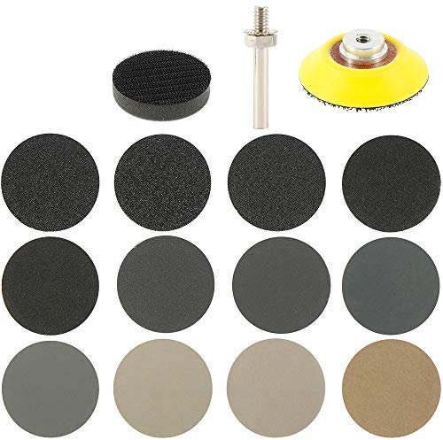 Papier de Verre Sec à l'eau - 180Pcs Abrasifs 50mm Grain 60-10000, Eau/Sec pour Polir Métal, Bois, Voitures