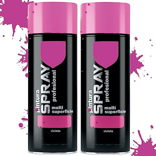 various Pintura Spray Violeta de 400 ml Adecuado para las Superficies de Metal, Madera y Plástico Pack de 2 Unidad