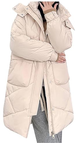 Damen Winter Mäntel Puffer Jacke Damen Frauen Puffer Mantel Frauen Puffer Jacke Mode Casual Einfarbige Kapuze Langarm Reißverschluss Knopf gesteppte Baumwolle Daunenjacke mit Taschen