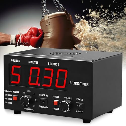 YMAOMAO Box-Intervall-Timer, professioneller Gymnastik-Timer mit LED-Anzeige, wählbarer Trainingszeit und Zykluswiederholungen, Gymnastik-Intervall-Timer,Red