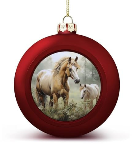 Weihnachtsbaumschmuck, Tier-Stickerei, Gemälde, Pferde, Weihnachtskugel-Dekorationsset, Weihnachtsbaum-Dekoration für Urlaubsdekoration
