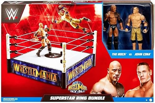 Kiddimax Offizielles Wrestle Mania 29 The Rock vs John Cena Actionfigurenring-Set