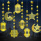 Ramadan Deko, 8 Stück Ramadan Mubarak Girlande, Islamic Gold Stern Mond Laternen Anhänger Ornament, Islam Eid Mubarak Dekoration, Ramadan Dekoration für Muslimische Party Kareem Deko zum Aufhängen