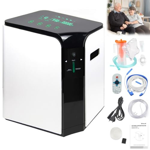 KCareU Sauerstoffkonzentrator Tragbar, 93% Hochkonzentriertes Sauerstoffgerät, 1-7 L/min Sauerstofffluss Einstellbar, Sauerstoffgenerator Für Den Heimgebrauch, Mit Anionenfunktion