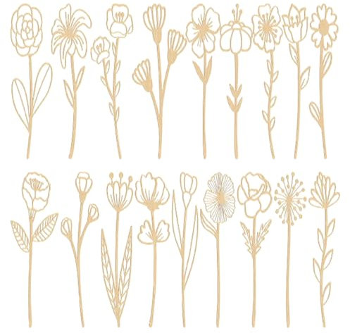 18 pezzi fiori di legno, fiori in legno intagliati squisiti da 6, 3 pollici con steli per la casa di compleanno di compleanno decorazione fai -da -te, bouquet di di