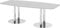 Bümö Konferenztisch oval 220x103 cm großer Besprechungstisch in grau, Besprechungstisch mit Chromsäulen, Meetingtisch für 8 Personen, XXL-Tisch für Besprechungsraum & Meeting