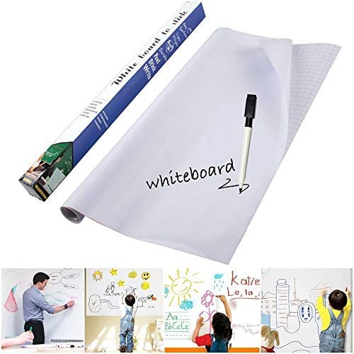 IMABAO Whiteboard Contact Paper 45cm (W) x 200cm (L) Self Adhesive Wall Sticker Paper Ideal for School, Work and Home White