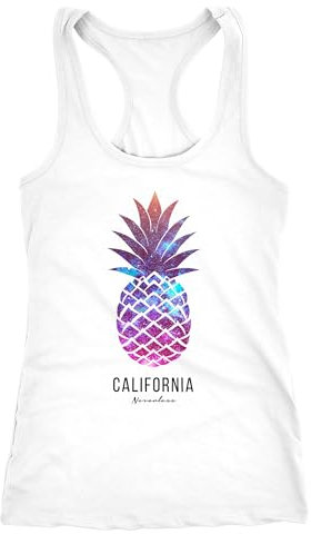 Neverless Damen Tank-Top Ananas Galaxy Galaxie Wasser Ozean Racerback weiß-Galaxy L