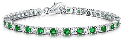 Diamond Treats Bracciale Tennis Donna in Verde, Braciale Argento 925 per Donna e Raggazza con Pietre Zirconi Verdi e Bianchi, Bracciale Verde Donna, Bracciali Donna con Confezione Regalo