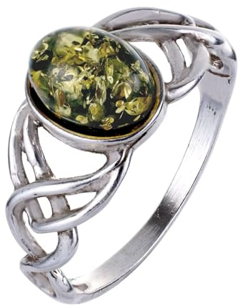 Holiday Gift Shops Sterling Silber und Baltic Green Amber Ring Celtic Knots