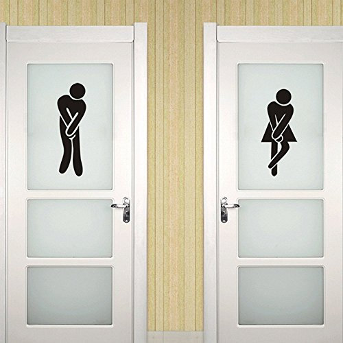 Lustige Unisex PIPI Lounge Wc Aufkleber Schwarz Tür Wandaufkleber Abnehmbare DIY Inyl Wandtattoos Male & Female Logo Restroom Eingang Gemeinsamen Gebrauch Komfort Zimmer für Männer Und Frauen