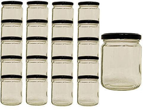 hocz 100 Stück Sturzgläser Set | mit Schraubdeckel - 275 ml | Twist Off Deckel TO66 Schwarz | Einmachgläser Gläser für Marmeladengläser (100 STK, Schwarz)